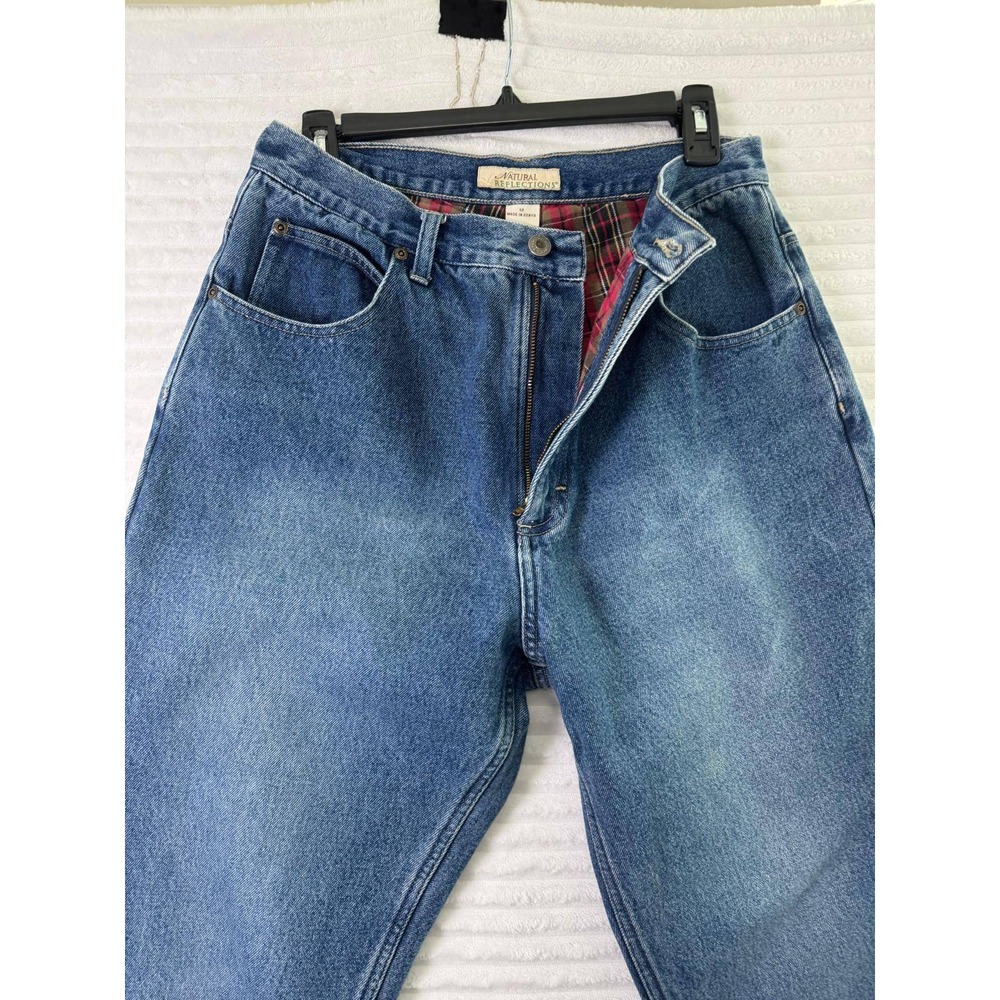 Natural Reflections Women 12 Flannel Lined Jeans High Rise Straight Leg Blue